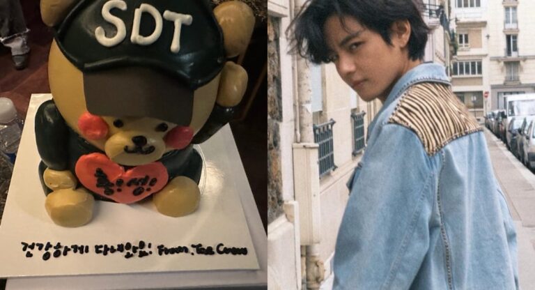 Workers shock BTS’s V with a cake and goodbye messages as he prepares for navy enlistment