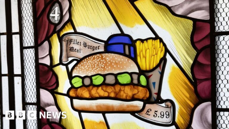 Fried-chicken artwork exhibited at Tottenham Hotspur stadium